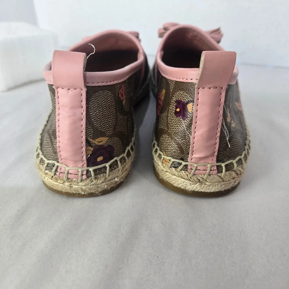 Coach Shoe Women's size 6.5 Carley Espadrilles Pink Floral Signature Canvas #998